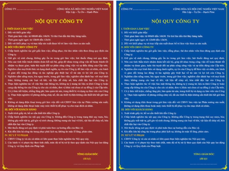 Mẫu bảng nội quy thiết kế dạng poster, bảng treo tường, dễ in ấn và đặt tại khu làm việc chung